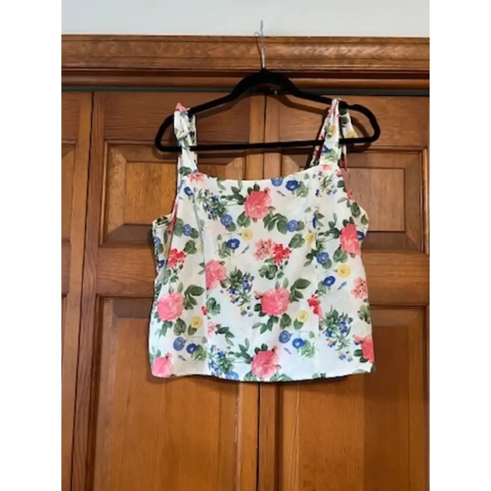 Old Navy Fitted Tie-Shoulder Cropped Dobby Corset Cami Top Pink Rose Coquette XL